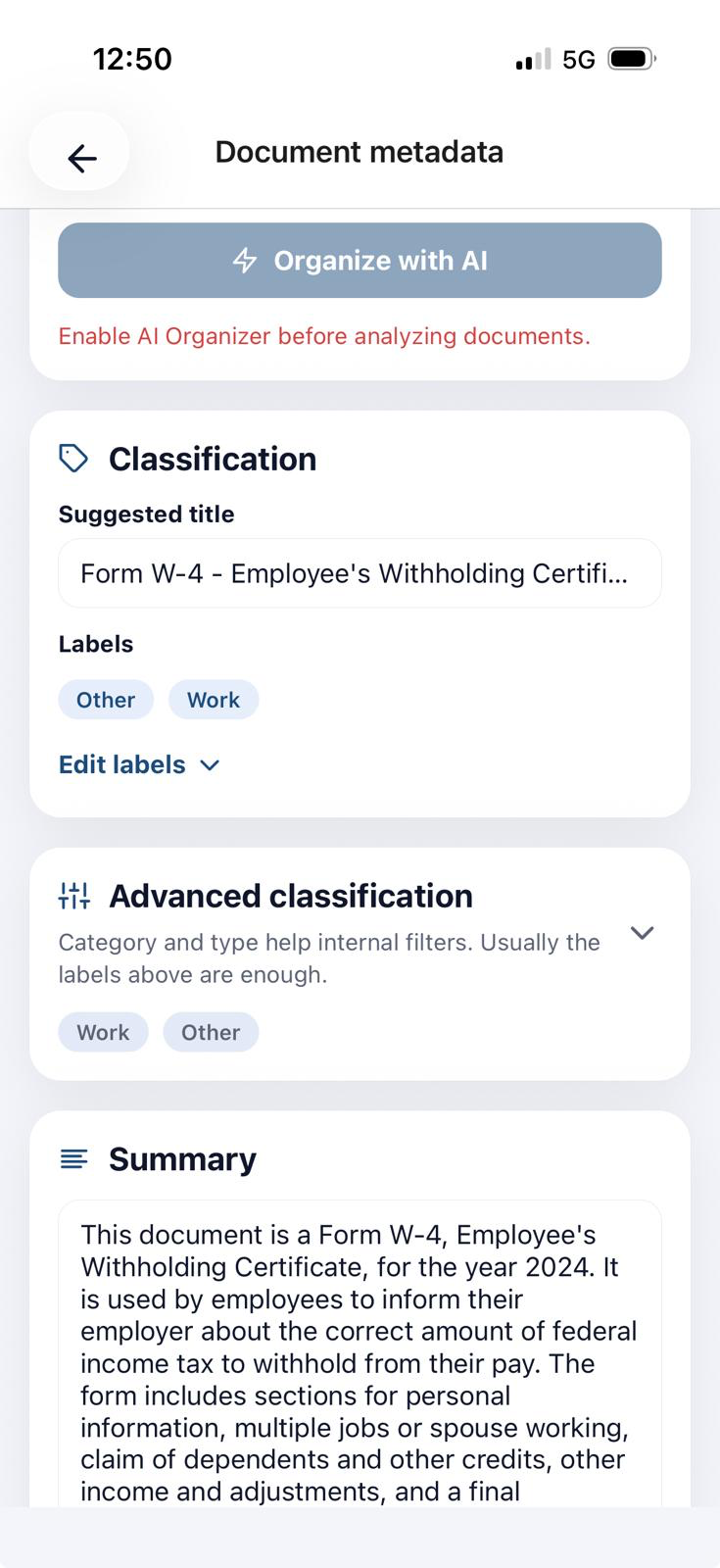 AI organization screen in Dokster