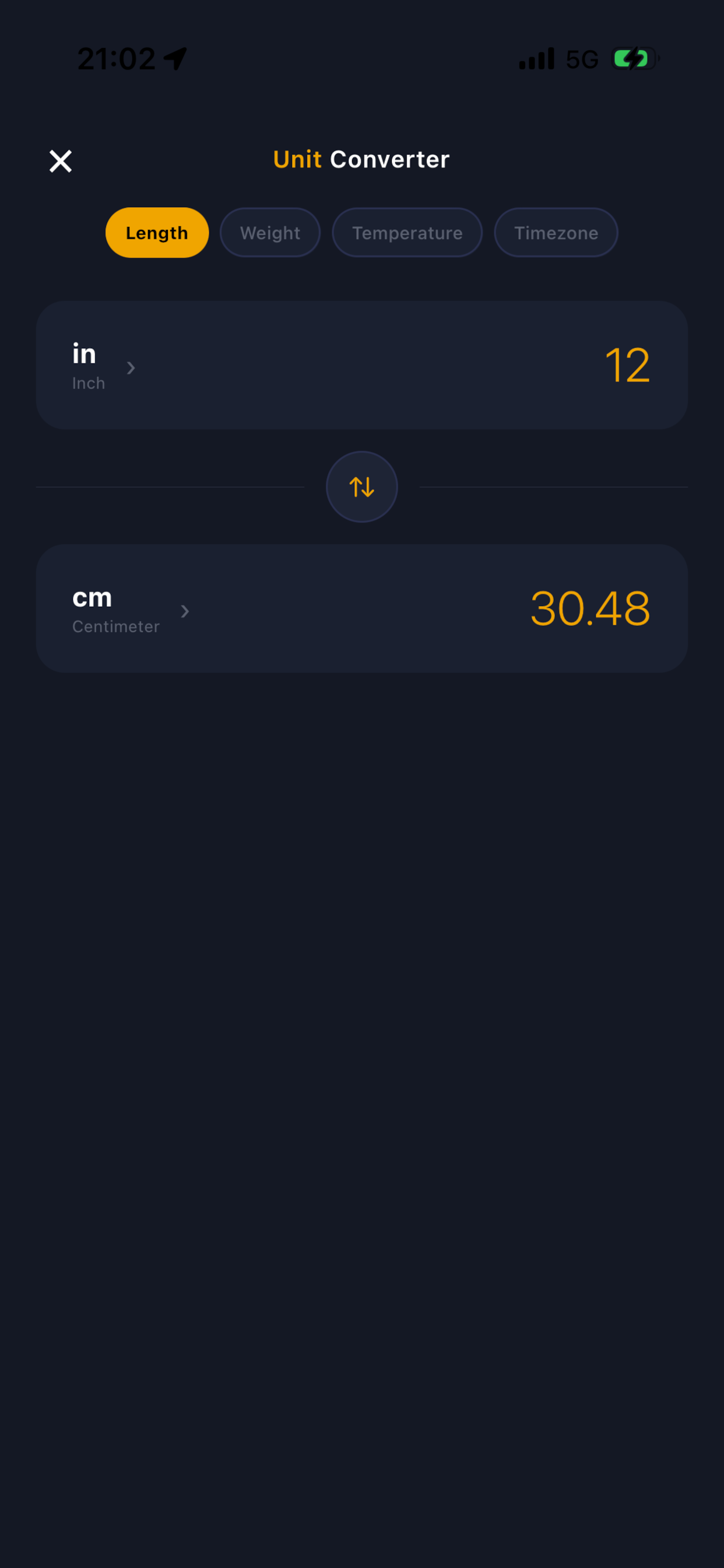 Vaultools unit converter screen
